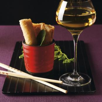 Chicken and crab spring rolls