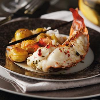 Vanilla-flavoured rock lobster with roasted chestnuts